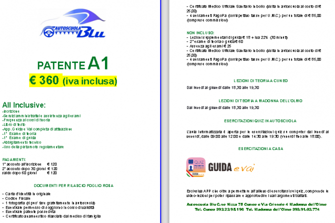PATENTE A1 - AUTOSCUOLABLU 