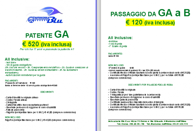 GA (guida accompagnata) - AUTOSCUOLABLU 